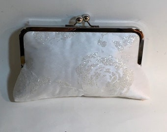 Bridal Clutch Sparkle Rose Ivory Clutch OOAK