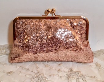 Bridal Clutch Blush Sequined Clutch Bridesmaid Holiday