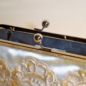 Bridal Clutch Couture Ivory with Antique Pearl and Sequin Beaded Lace Ivory or White image 5