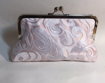 Blush Bridal Clutch | Blush with Embroidered Lace Overlay Clutch