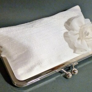 Bridal Clutch or Bridesmaid Clutch with Tulip Flower and Rhinestone Center image 3
