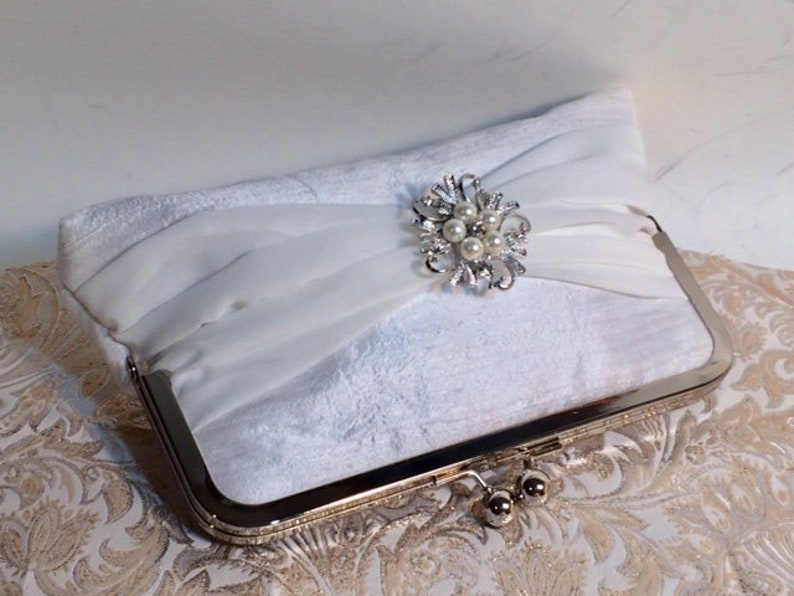 Ivory Silk Bridal Clutch or Bridesmaids Clutch with Silver Etsy