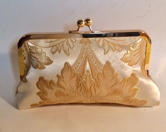 Bridal Clutch Gold Damask Bridesmaid Clutch Holiday Christmas