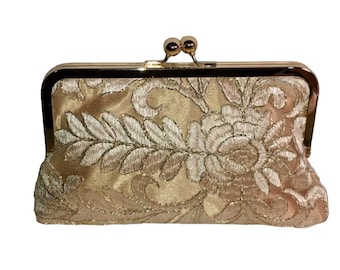 Bridal Clutch Gold Embroidered Lace Clutch