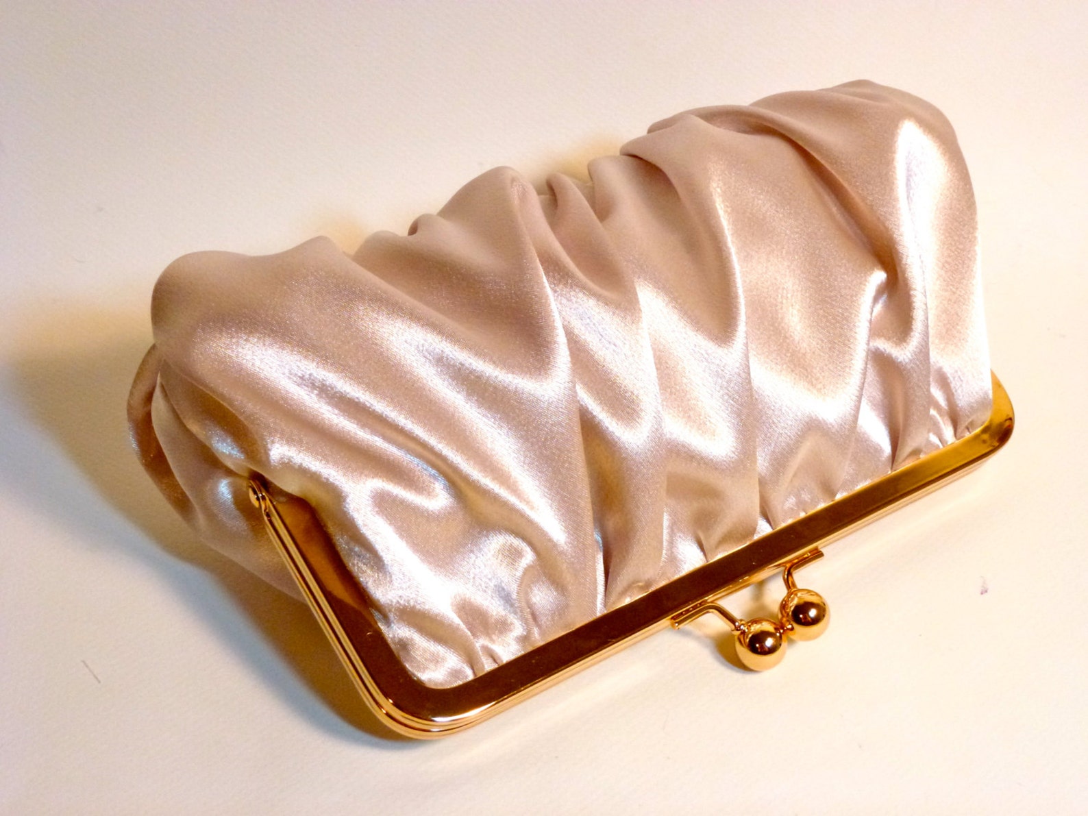 Bridal Clutch or Bridesmaid Clutch Champagne Gathered Satin Etsy