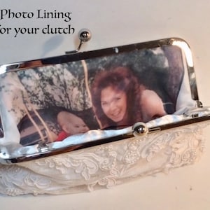 Personalize Your Bridal Clutch with a SILK Photo Lining Insert Bridal Clutch CUSTOMIZE