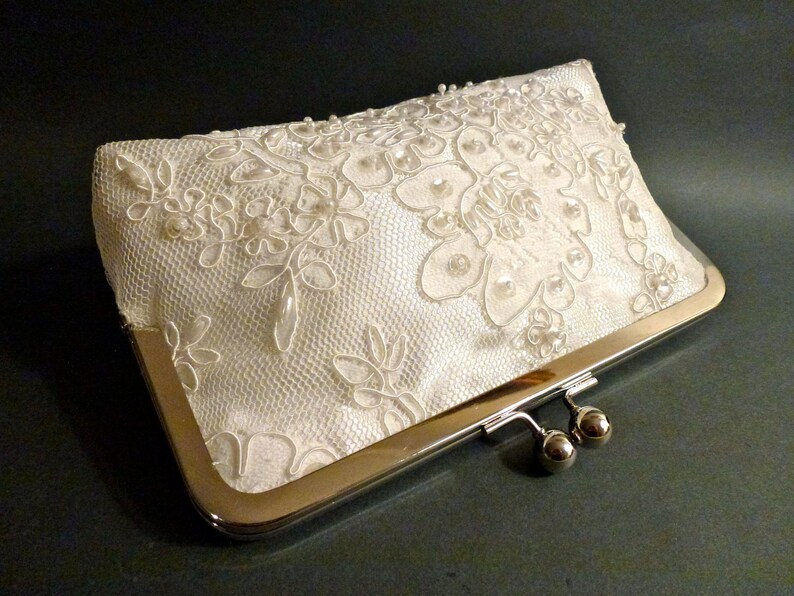 ivory lace clutch