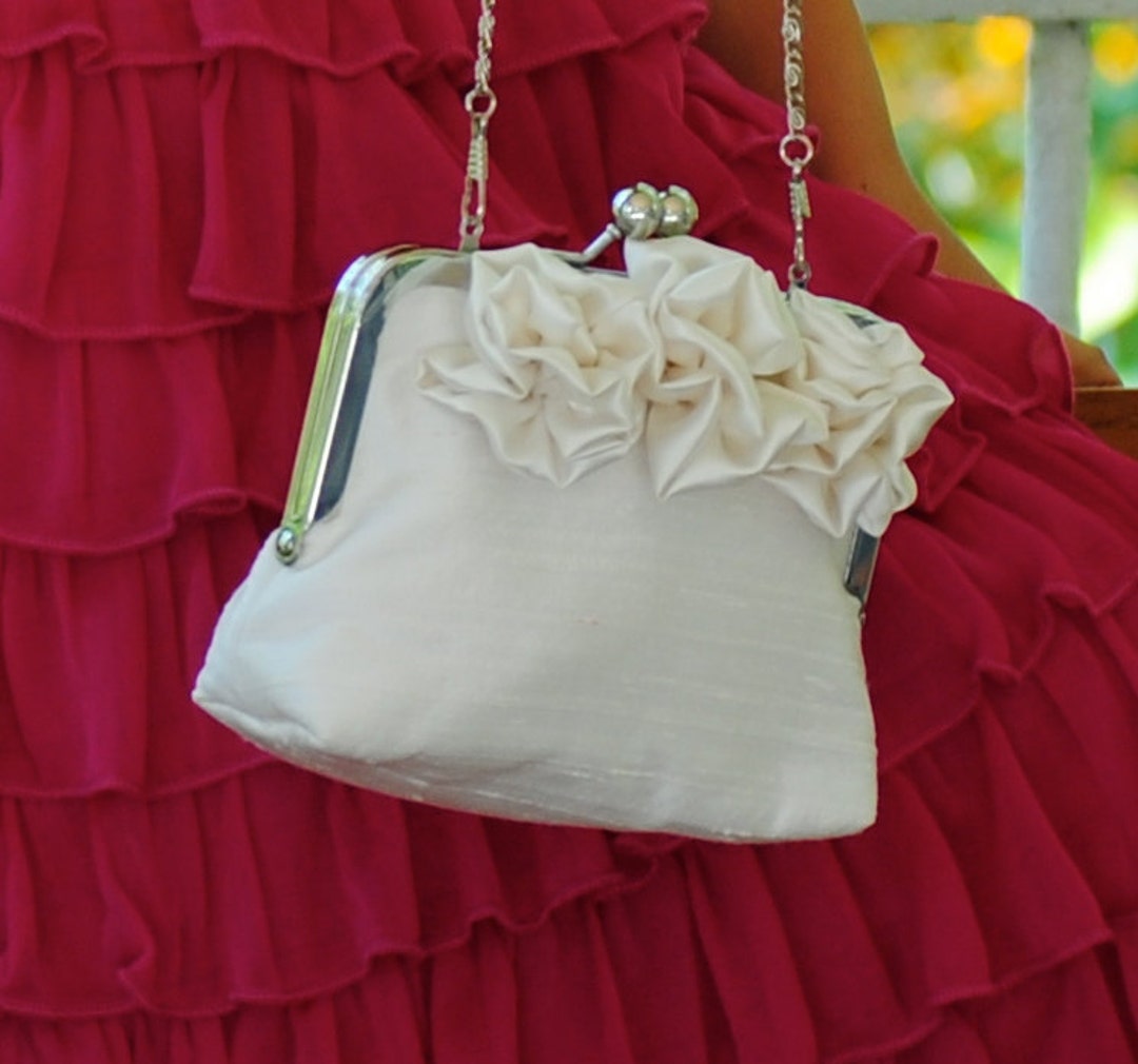 Flower Girl Clutch With 3 Rosettes Couture Silk Dupioni - Etsy