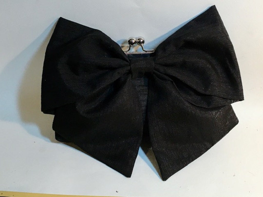 Bridesmaid Clutch or Bridal Clutch Black Dupioni Silk Bow - Etsy Australia