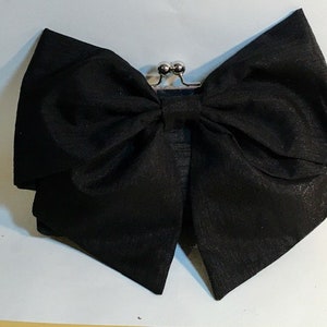 Bridesmaid Clutch or Bridal Clutch Black Dupioni Silk Bow Clutch