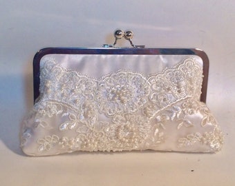 Bridal Clutch Ivory or White Silk With Rhinestone Feather | Etsy