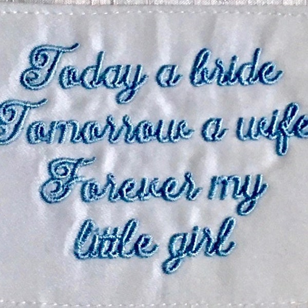 Custom Embroidery Label for Bridal Clutch or Bridesmaid Clutch