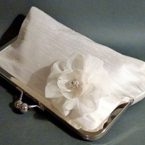 Bridal Clutch or Bridesmaid Clutch with Tulip Flower and Rhinestone Center image 2