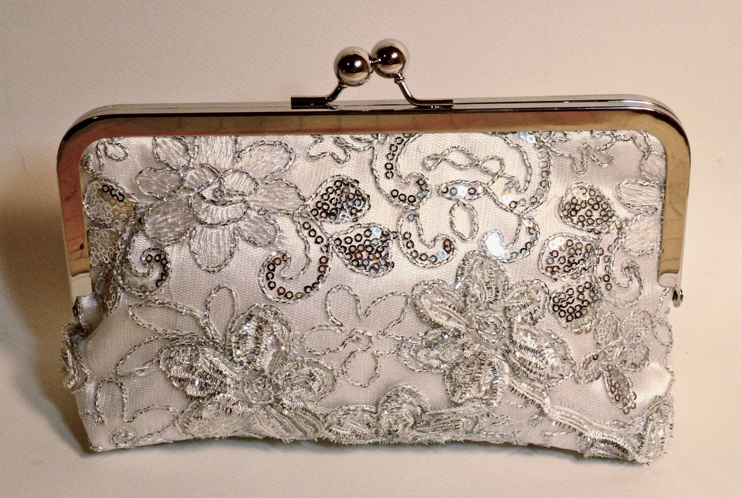 Bridal Clutch Silver Princess Beaded and sequined Clutch | Etsy