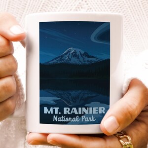 Mt Rainier National Park Mug - Scenic Mountain Coffee Cup, Nature Lover Gift, Hiking & Camping Travel Tea Mug, Outdoor Adventure Souvenir