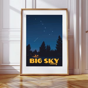 Poster Montana Night Sky, impression verticale mate, décoration de cabine d'étoile filante Grande Ourse, décoration murale constellation étoilée