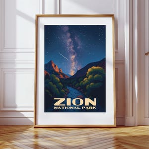 Affiche verticale mate du parc national de Zion, superbe oeuvre d'art murale nature pour les randonneurs et décoration de voyage, cadeau écologique pour les amateurs de plein air