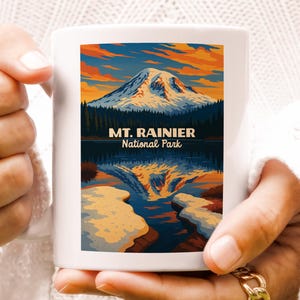 Mt Rainier National Park Mug – Scenic Ceramic Coffee Cup, Hiking Gift, Camping Drinkware, Outdoor Adventure Souvenir, Nature Lover Present