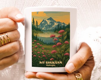 North Cascades nationalpark, Mount Shuksan, keramisk kaffemugg | Naturinspirerad dricksglas | Äventyrspresent | Present till resenär | Heminredning