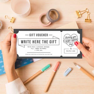 Mall för utskrivbart presentkort för födelsedag: Redigerbar kupong (nedladdning direkt)