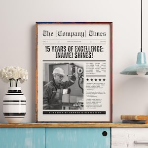 Editable Work Anniversary Newspaper Template – Canva Design for Employee Recognition & Milestone Celebration