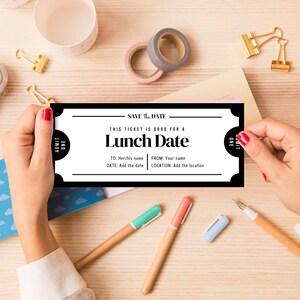 Lunch Date Gift Coupon Instant Download — Editable Text Printable Voucher Last Minute Gift Personalized Certificate Gift Voucher