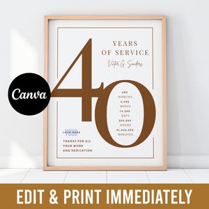 40 Work Anniversary Gift for Employee — Appreciation Gift for Boss 40 Anniversary Work Retirement Gift 40 Years of Service Workiversary