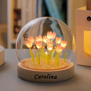 16 Flower Personalized Tulips Lamp Night Light - Birthday Gifts for Women, Mom, Sister, Friends, Girlfriend ，Cute Bedroom Desk Home Decor
