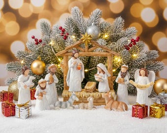 木製 手彫り キリスト降誕 クリスマス 人形 12個 S.ADLER Amazon.co.jp