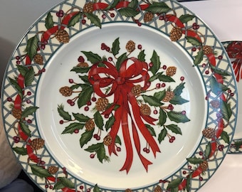 Navidad nórdica (Cintas de celosía y bayas) de Dansk - Platos navideños vintage