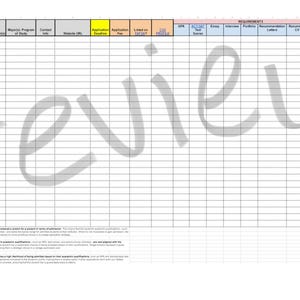 May include: A spreadsheet template with a grid of rows and columns, designed for tracking information. The word "Preview" is watermarked across the center. The top row contains headers such as "Date Submitted", "Category", and "Requirements".