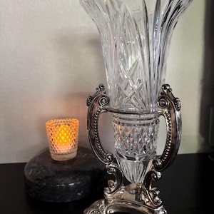 Crystal Vase with Silver Plated Base