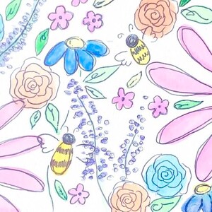 Cartão de felicitações floral e de abelha