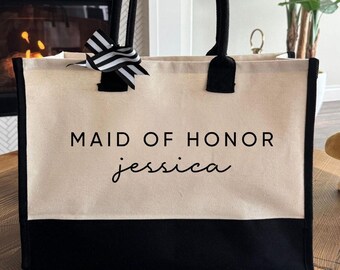 Custom Maid of Honor Tote Bag - Wedding Gift with Name
