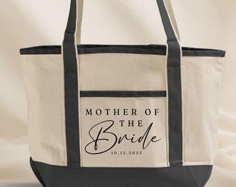 Mother Of The Bride Medium Deluxe Canvas Tote Bag Personalized Wedding Gift