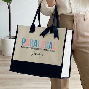 Personalized Paralegal Tote Bag, Magician Problem Solver Miracle Worker, Gift for Paralegal