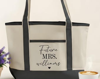 Sac fourre-tout Future Mrs, cadeau de mariée personnalisé, sac moyen fiançailles