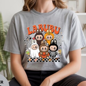 Labubu Halloween T-Shirt Cute Costume Character Tee Spooky Cartoon Graphic Top Trick or Treat Group Shirt Funny Monster Fall Outfit