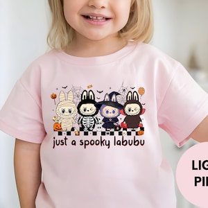 Spooky Labubu Kids Halloween T-Shirt Cute Cartoon Character Tee Trick or Treat Shirt Kawaii Costume Graphic Top Fall Toddler Outfit
