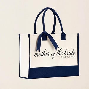 Mother of the Bride Tote Bag - Custom Date, Laminated Canvas with Ribbon image 13