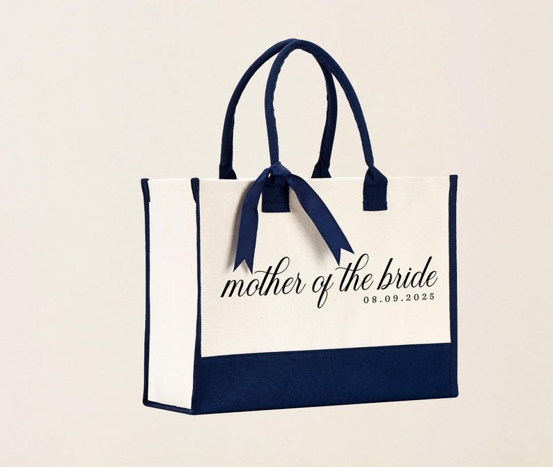 Mother of the Bride Tote Bag - Custom Date, Laminated Canvas with Ribbon image 13