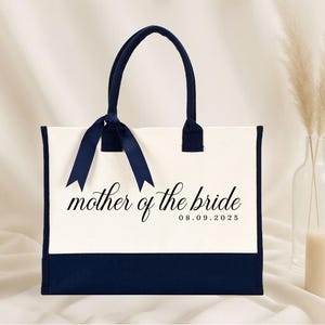 Mother of the Bride Tote Bag - Custom Date, Laminated Canvas with Ribbon image 9