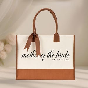 Mother of the Bride Tote Bag - Custom Date, Laminated Canvas with Ribbon image 8