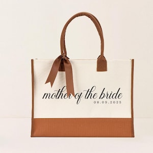 Mother of the Bride Tote Bag - Custom Date, Laminated Canvas with Ribbon image 15