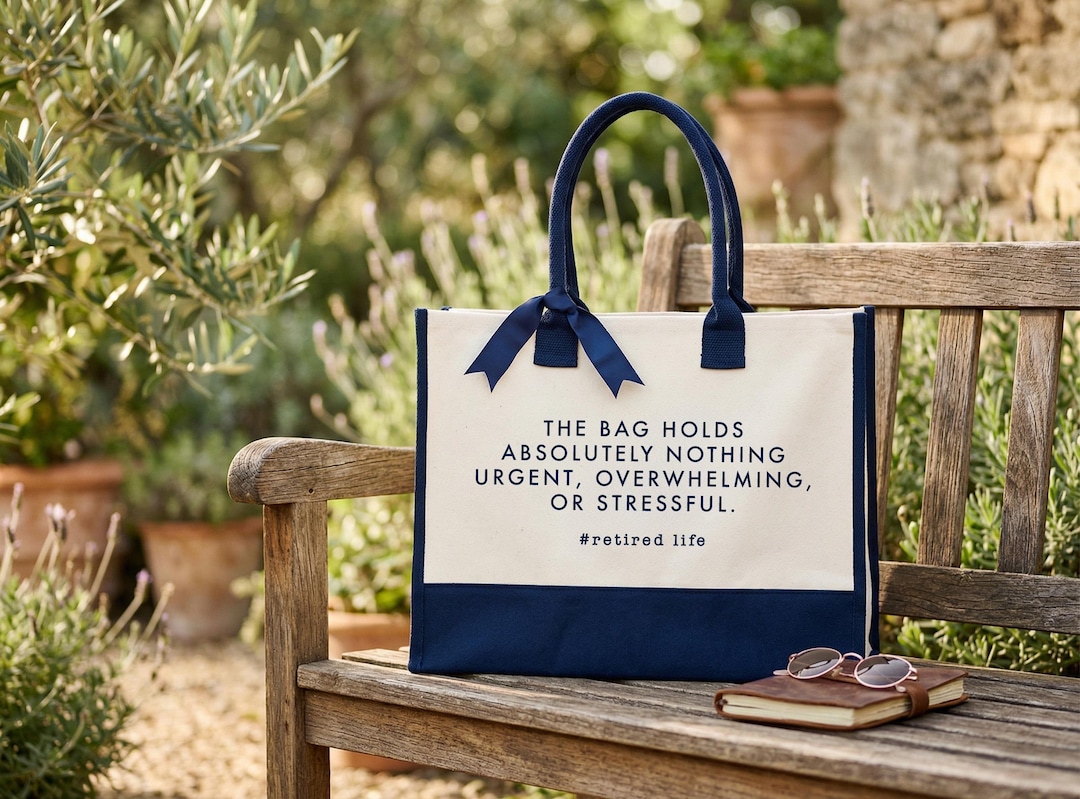 Funny Retired Life Tote , The Bag Holds Nothing Quote, Retirement Humor Gift