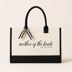 Mother of the Bride Tote Bag - Custom Date, Laminated Canvas with Ribbon image 17