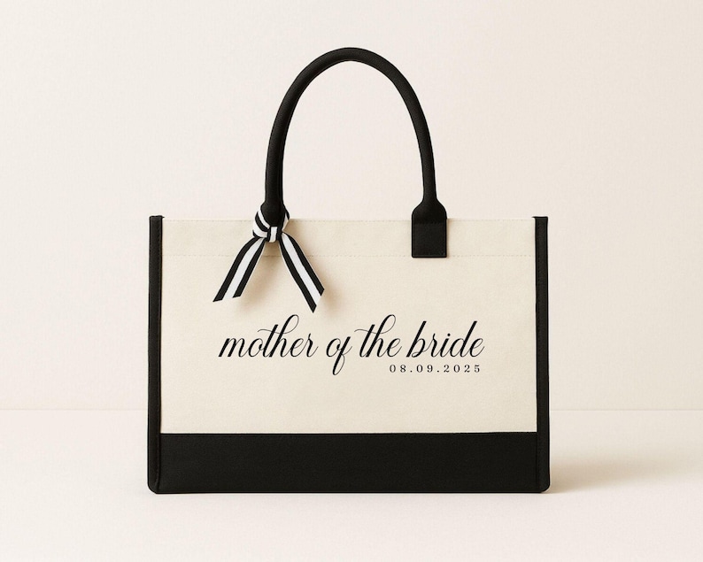 Mother of the Bride Tote Bag - Custom Date, Laminated Canvas with Ribbon image 17