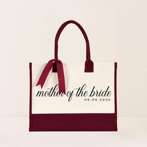Mother of the Bride Tote Bag - Custom Date, Laminated Canvas with Ribbon image 12