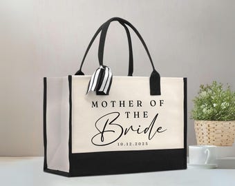 Mother of the Bride Tote: Personalized Wedding Gift (Cotton Canvas with Ribbon)