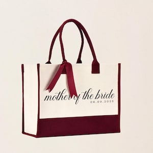 Mother of the Bride Tote Bag - Custom Date, Laminated Canvas with Ribbon image 14